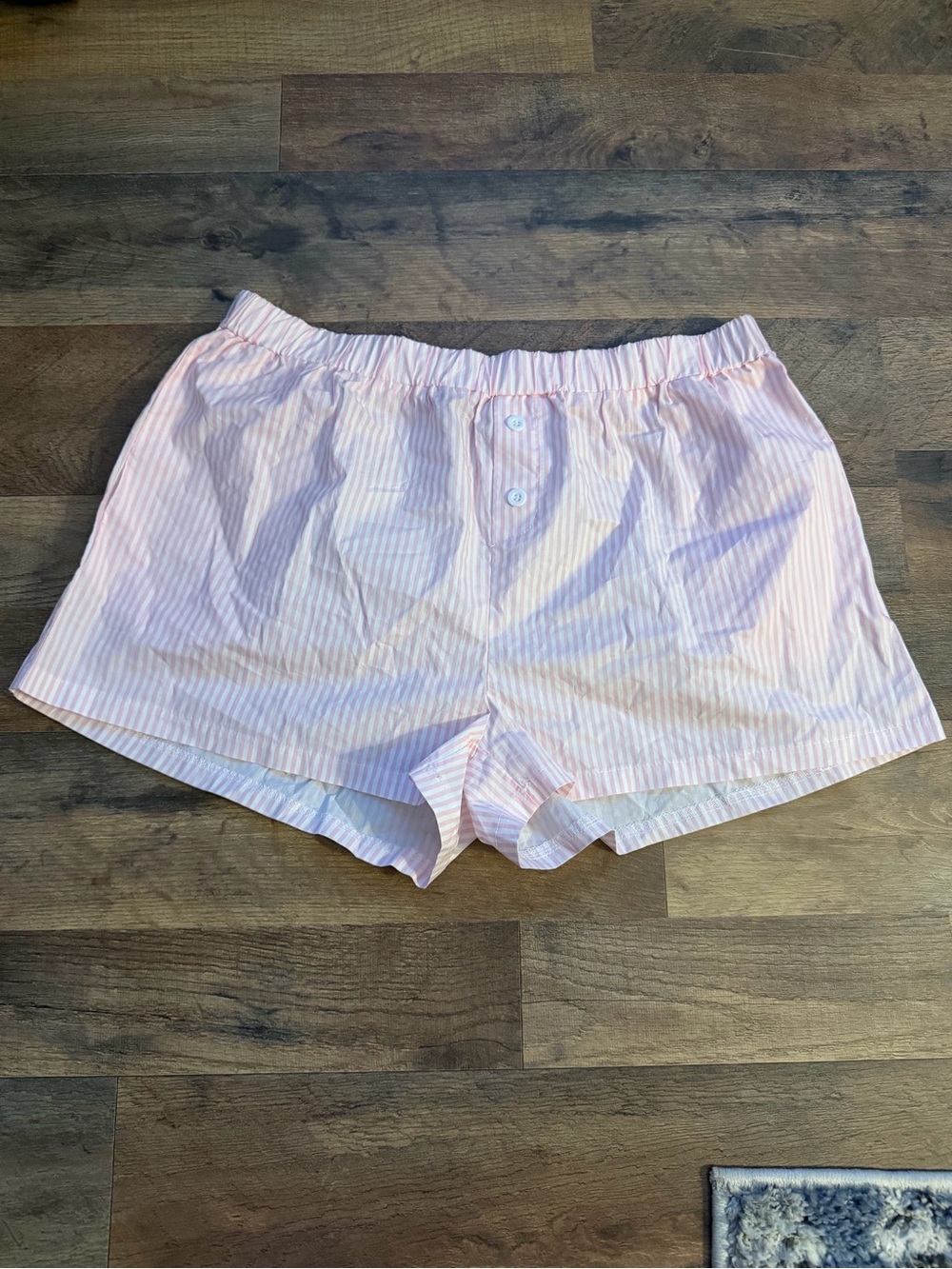 Edikted Pink Stripe Cotton Athletic Lounge Shorts